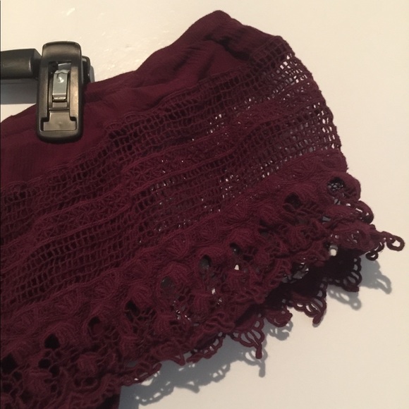 Lacy Maroon off the shoulder top - Picture 2 of 3